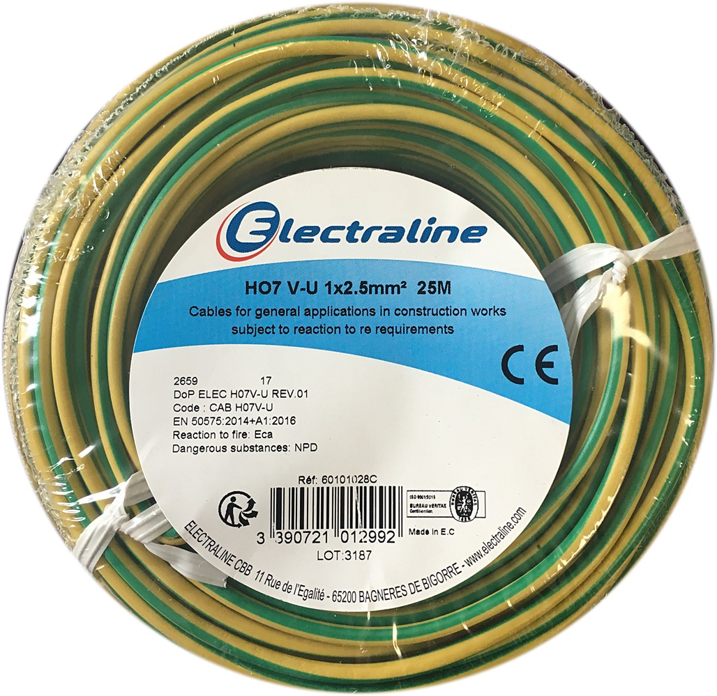 Cour.Film HO7 V-U 1x2.5mm² V/Jaune 25M