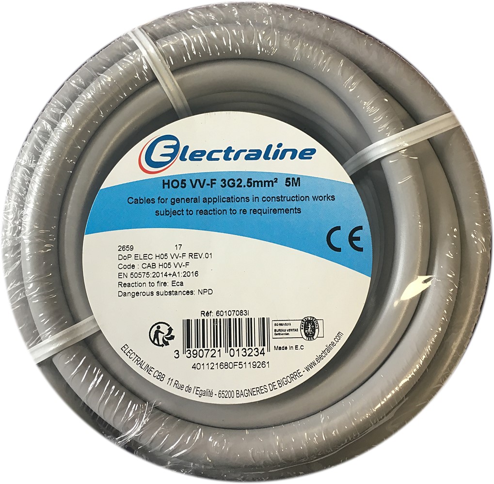 Cour.Film HO5 VV-F 3G2.5mm² Gris 5M