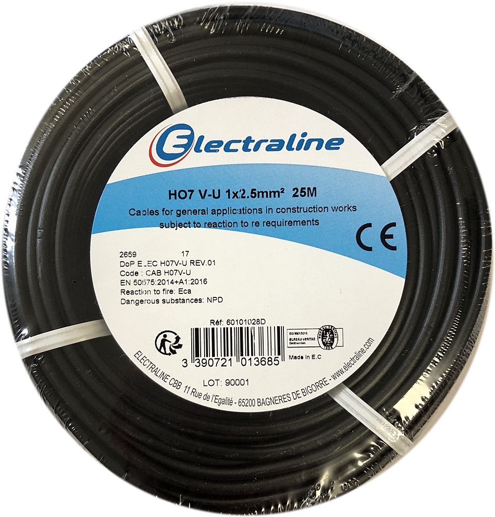 Cour.Film HO7 V-U 1x2.5mm² Noir 25M