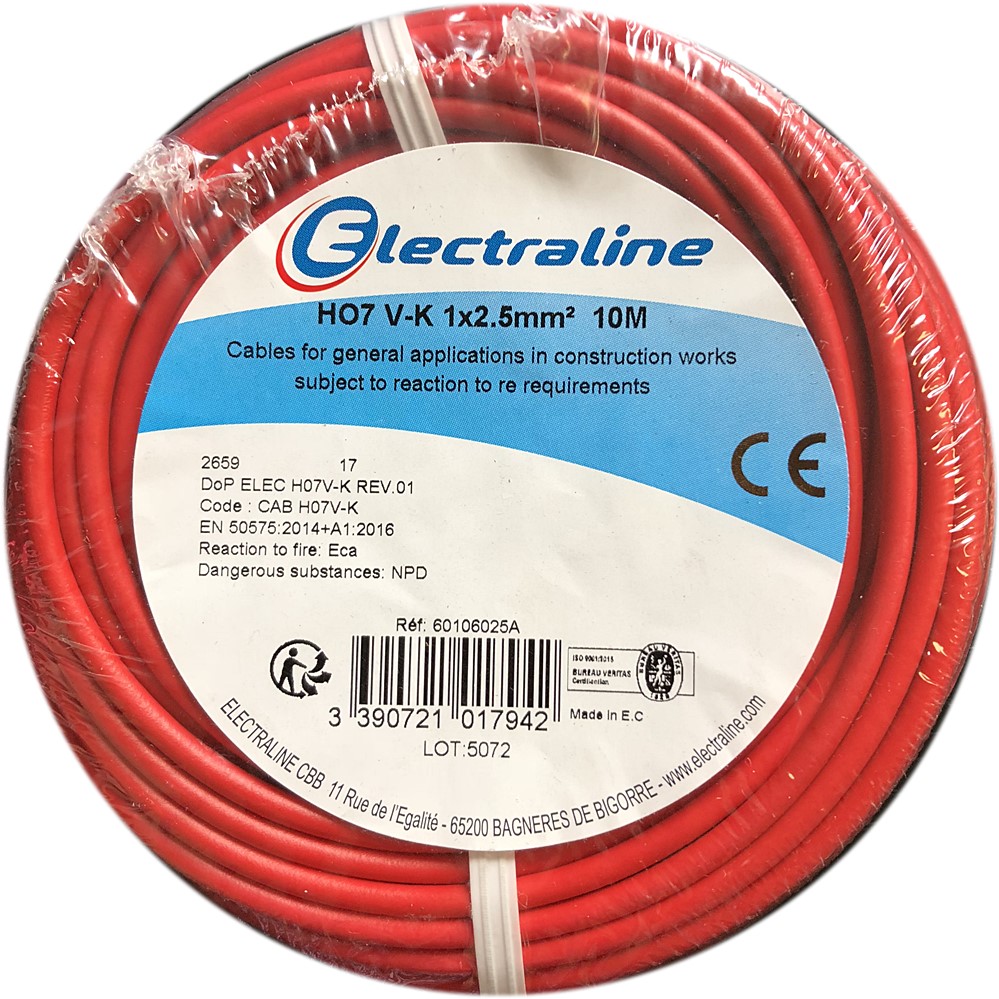 Cour.Film HO7 V-K 1x2.5mm² Rouge 10M