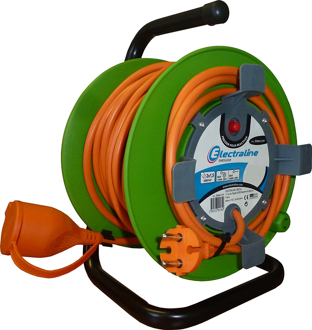 Enrouleur de jardin 40m HO5 VV-F 2X1,5mm² - ELECTRALINE