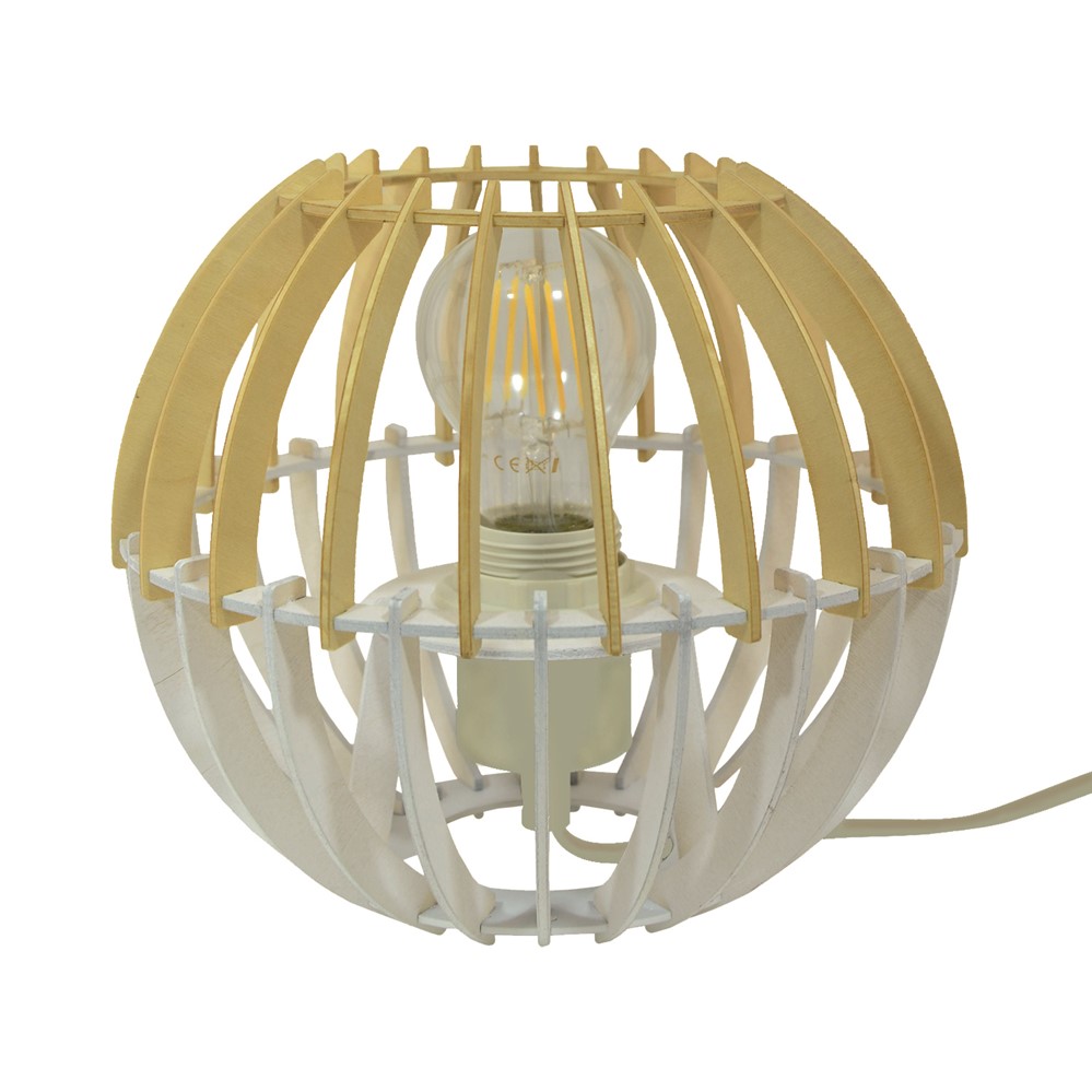 Lampe coblence bois naturel blanc