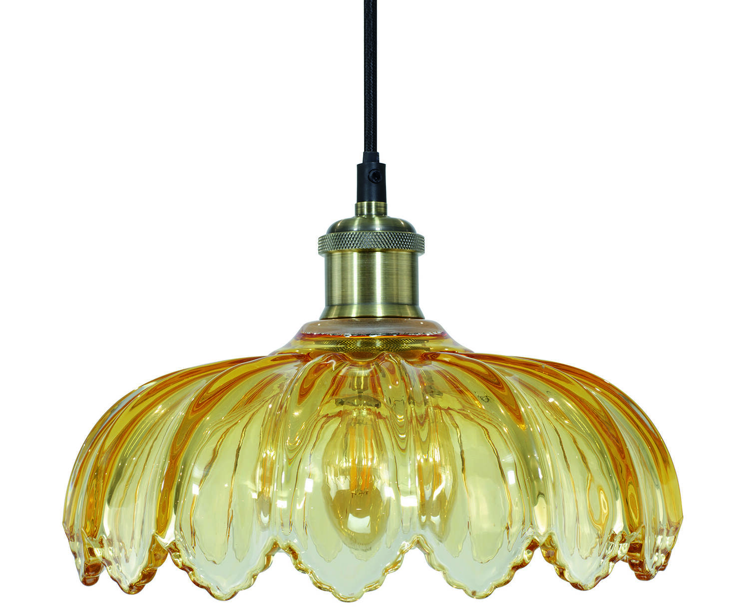 Suspension Pétale Ø26xH.25cm 1xE27 Verre jaune