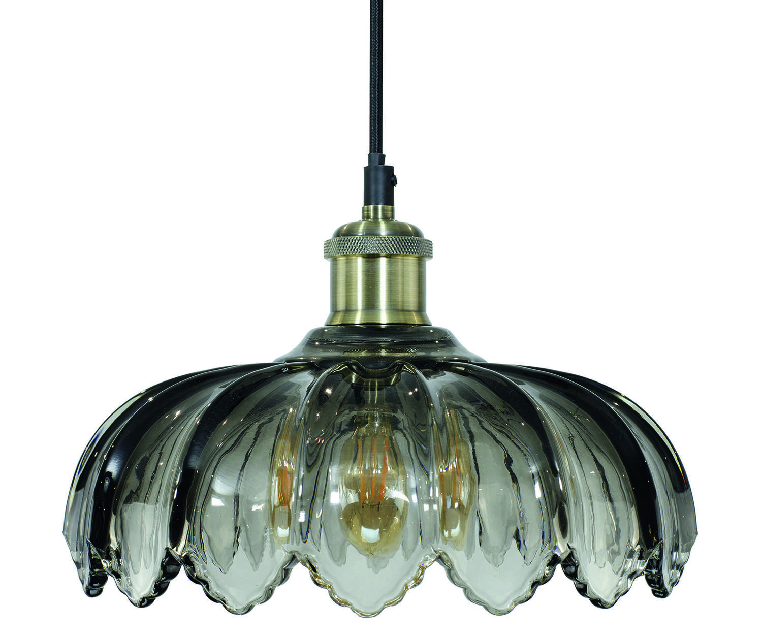 Suspension Pétale Ø26xH.25cm 1xE27 Verre fumé