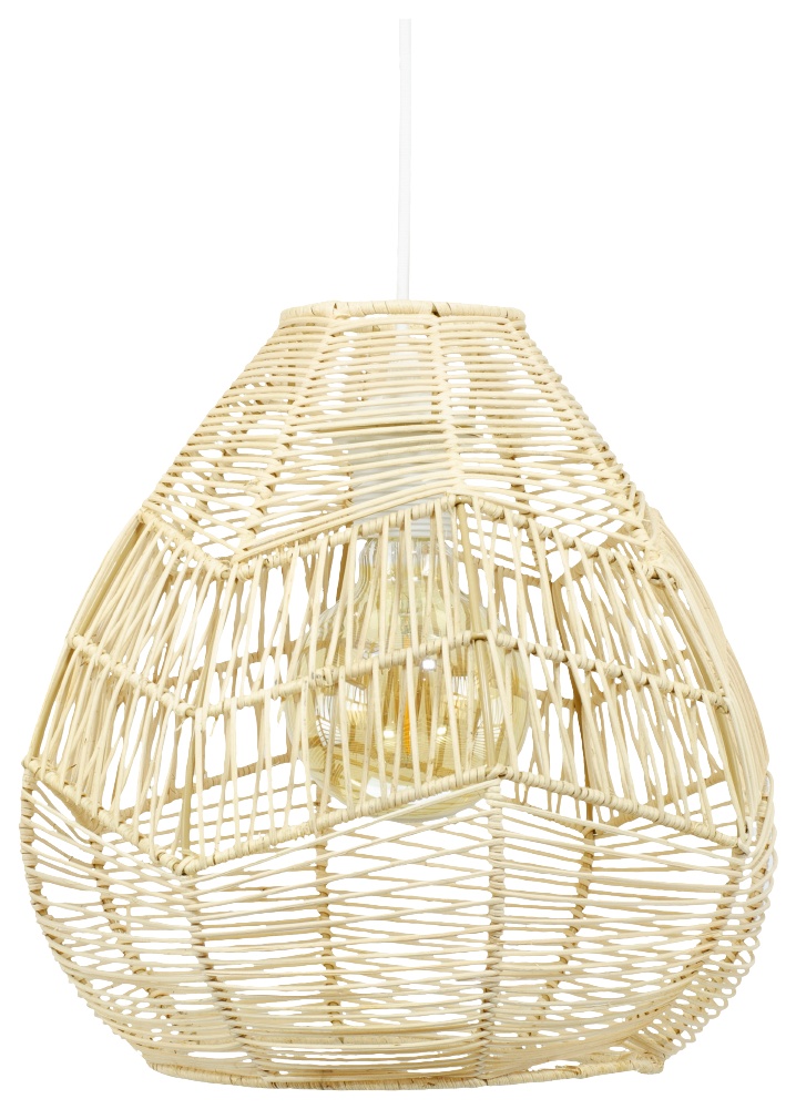 Suspension luminaire Tichem rotin naturel  Ø26xH.31cm E27