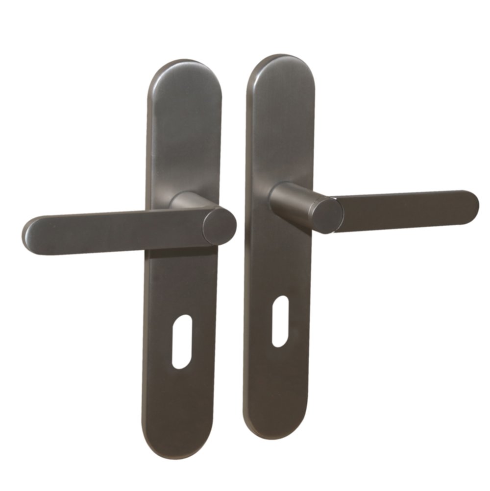2 poignées de porte Meudon-k trou de clé aluminium satiné