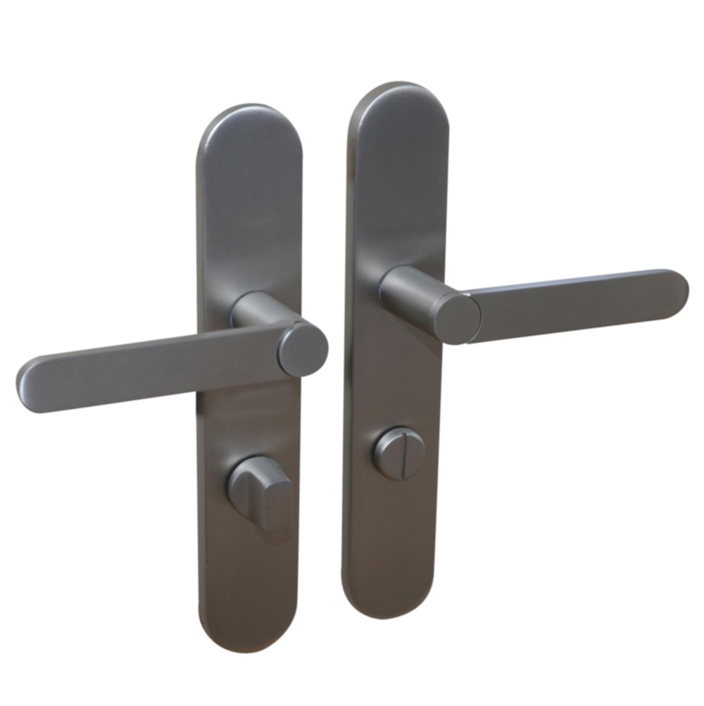 2 poignées de porte Meudon-k condamnation aluminium satiné