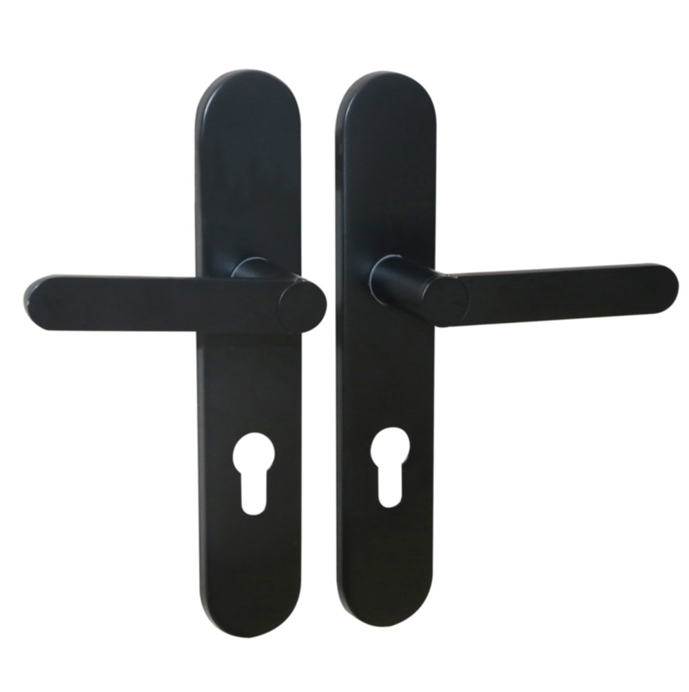 2 poignées de porte Meudon-k trou de cylindre aluminium noir mat