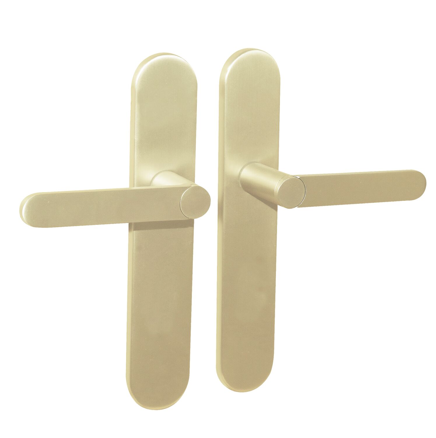 Poignées de porte Meudon K sans trou aluminium/acier laiton satiné x2 - LINEA BERTOMANI