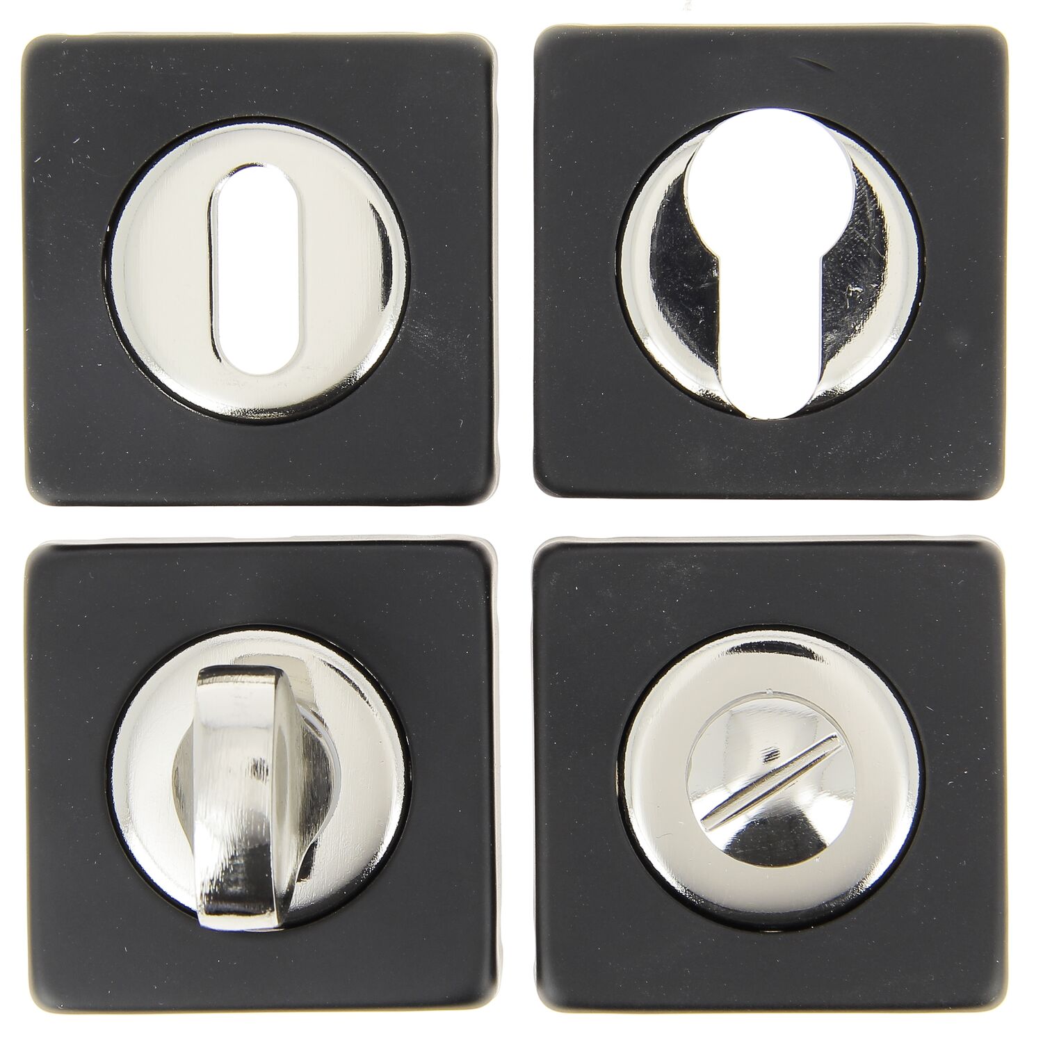 Rosace clé carrée noir mat/chromé x2 - LINEA BERTOMANI