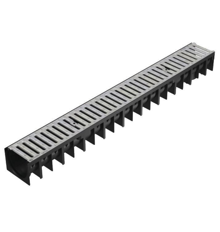 Caniveau polypropylène 100x12x9,2cm + grille acier galvanisé - FITT