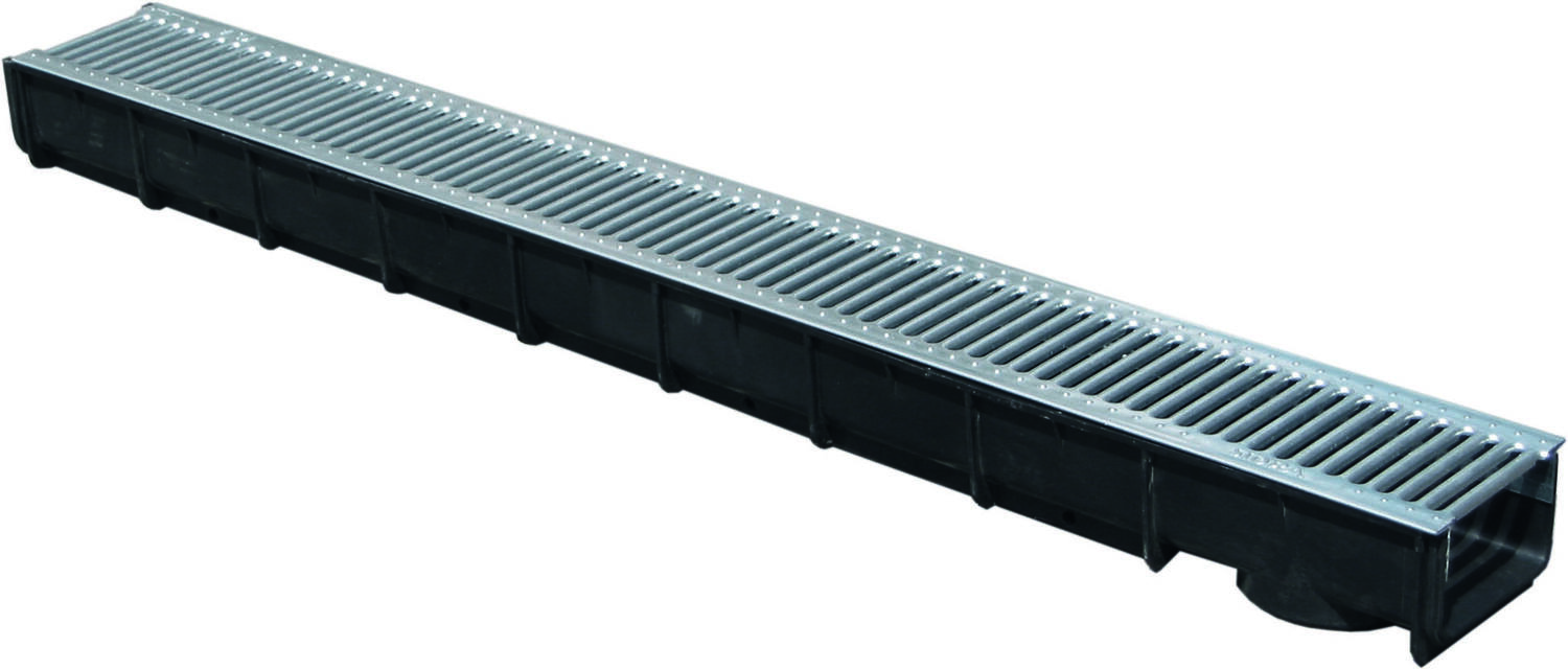 Caniveau polypropylène + grille galva A15 120x80mm ø100 1m - FITT