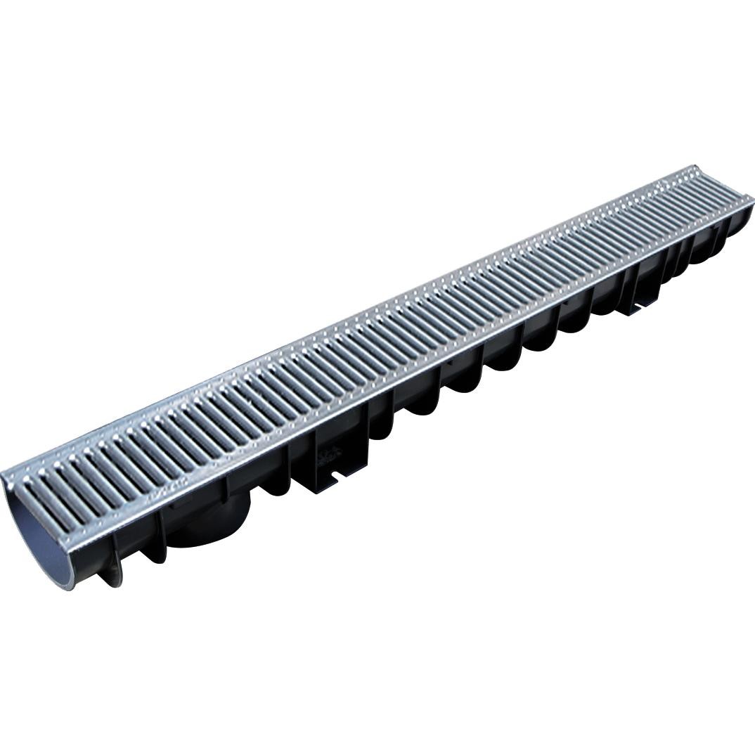 Caniveau polypropylène + grille galva A15 120x80mm ø100 1m - FITT