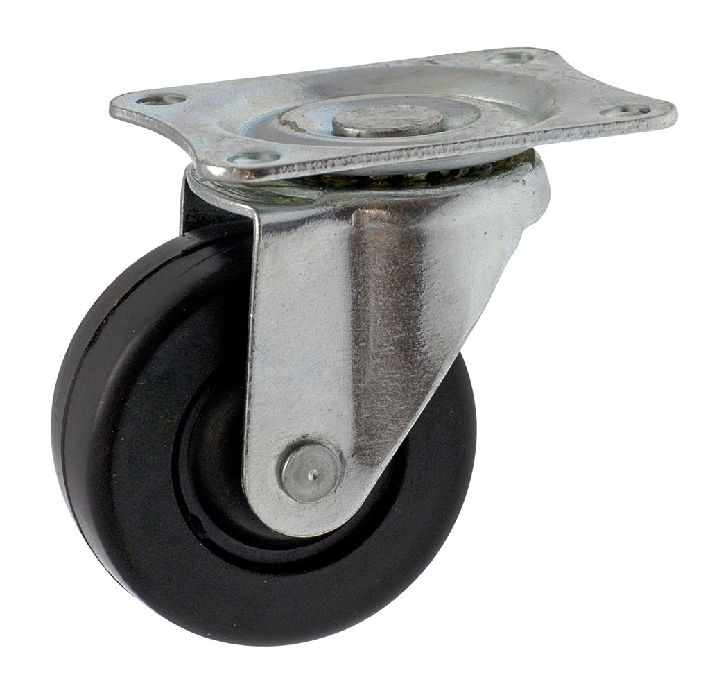Roulette caoutchouc noir pivotante d160