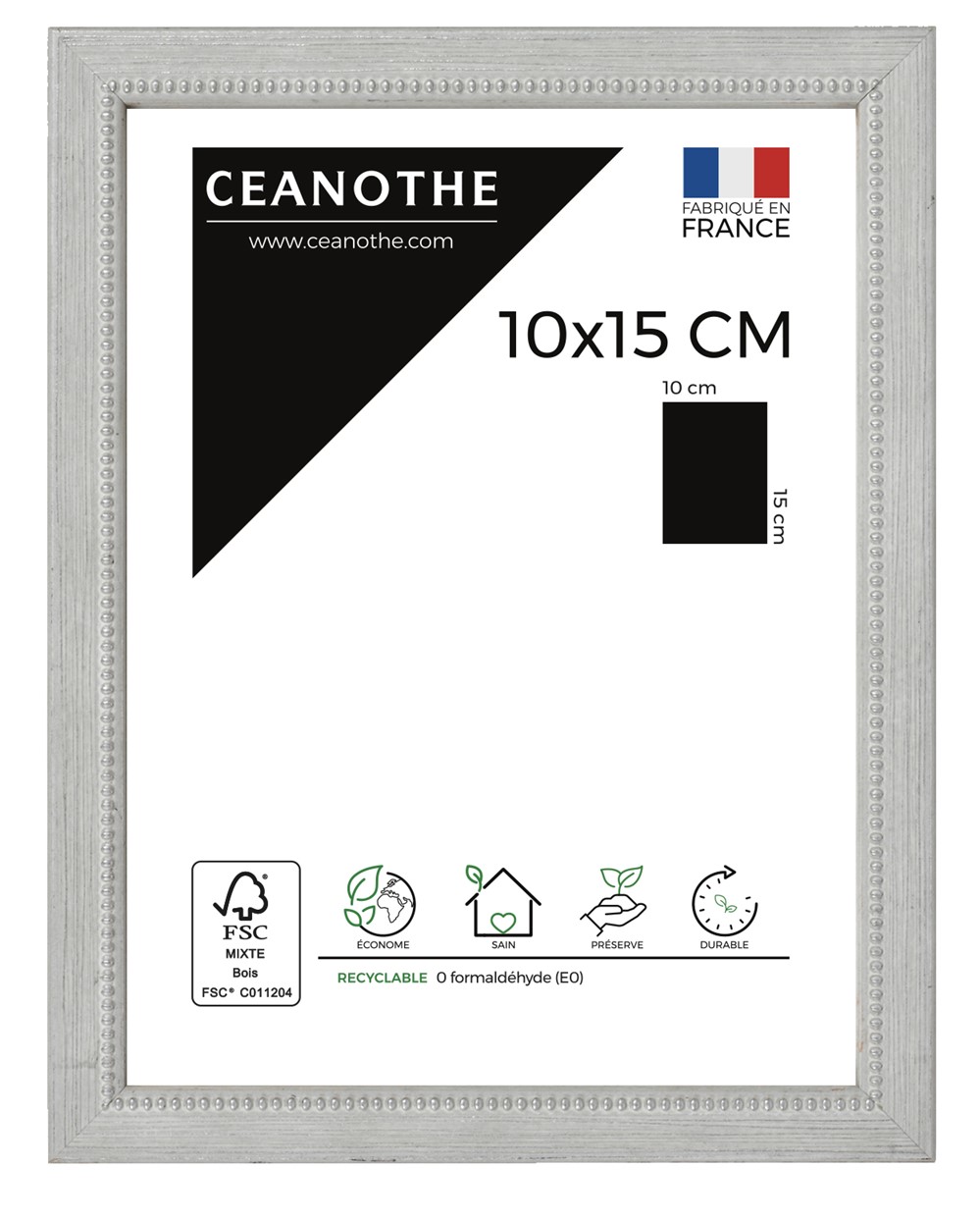 Cadre photo Perle 10x15cm Gris