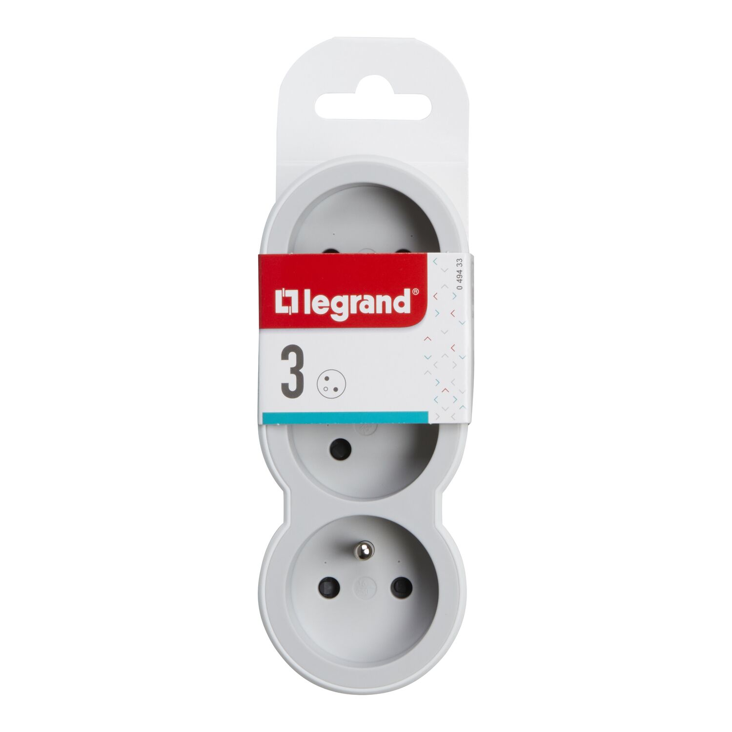 Fiche triplite 3 prises frontales avec terre 16A - LEGRAND