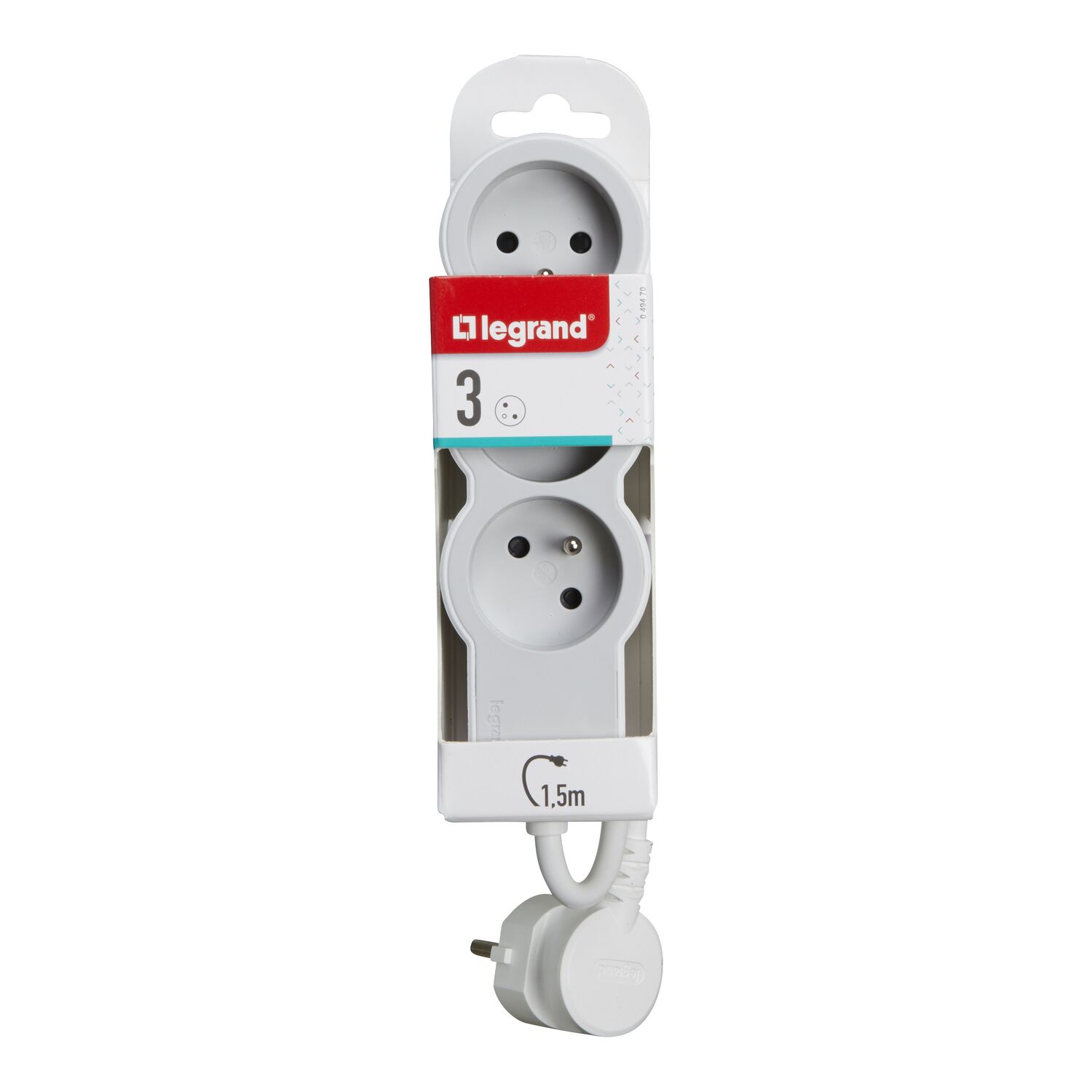 Rallonge multiprise extra-plate équipée de 3 prises 2P+T 1A - LEGRAND