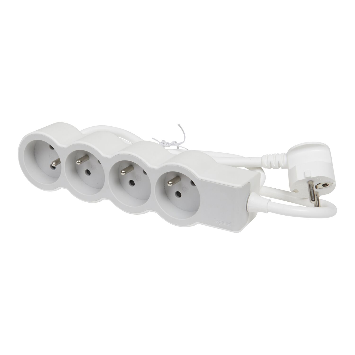 Multiprise 4 prises 2P+T 3G 1,5mm² 3m Blanc/Gris Clair