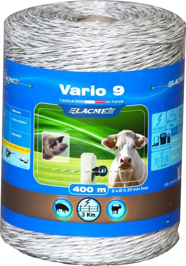 Fil clôture vario 9*20 - 400m bobine