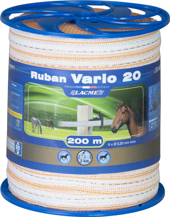 Fil clôture Ruban vario 20mm 200m bobine