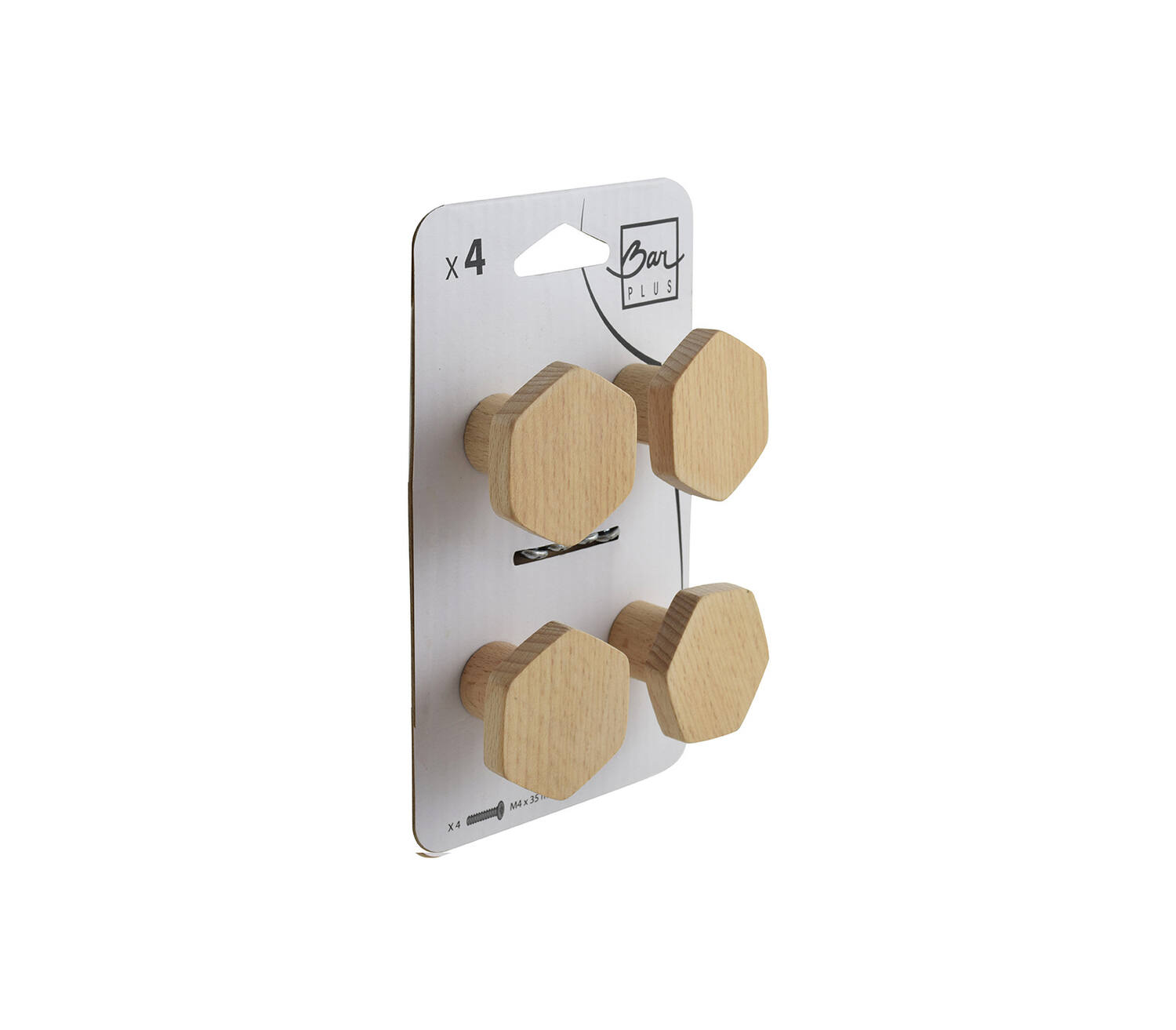 Set de 4 boutons de meuble Hexa bois clair - BAR PLUS