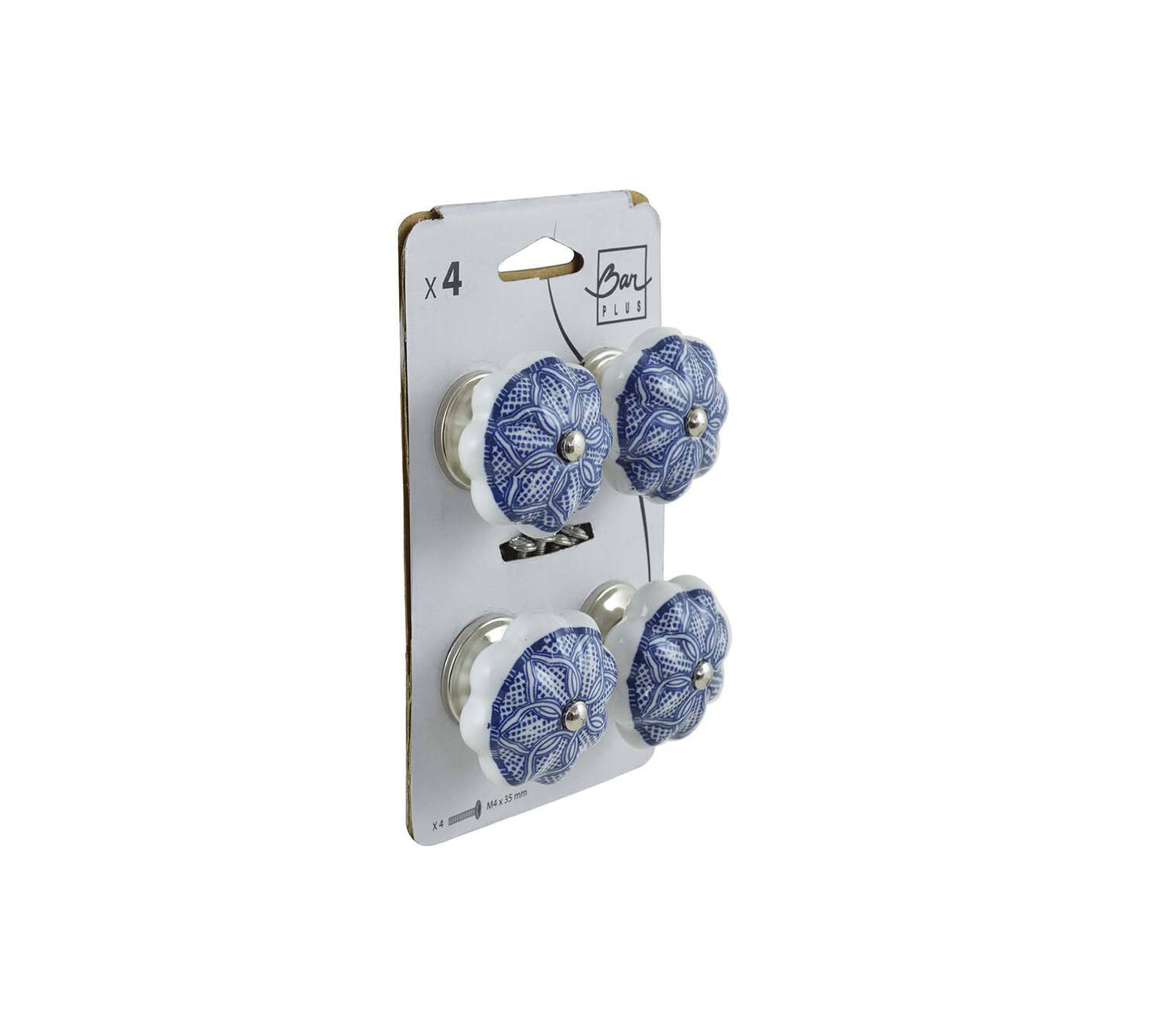 Set de 4 boutons de meuble Maille bleu porcelaine - BAR PLUS
