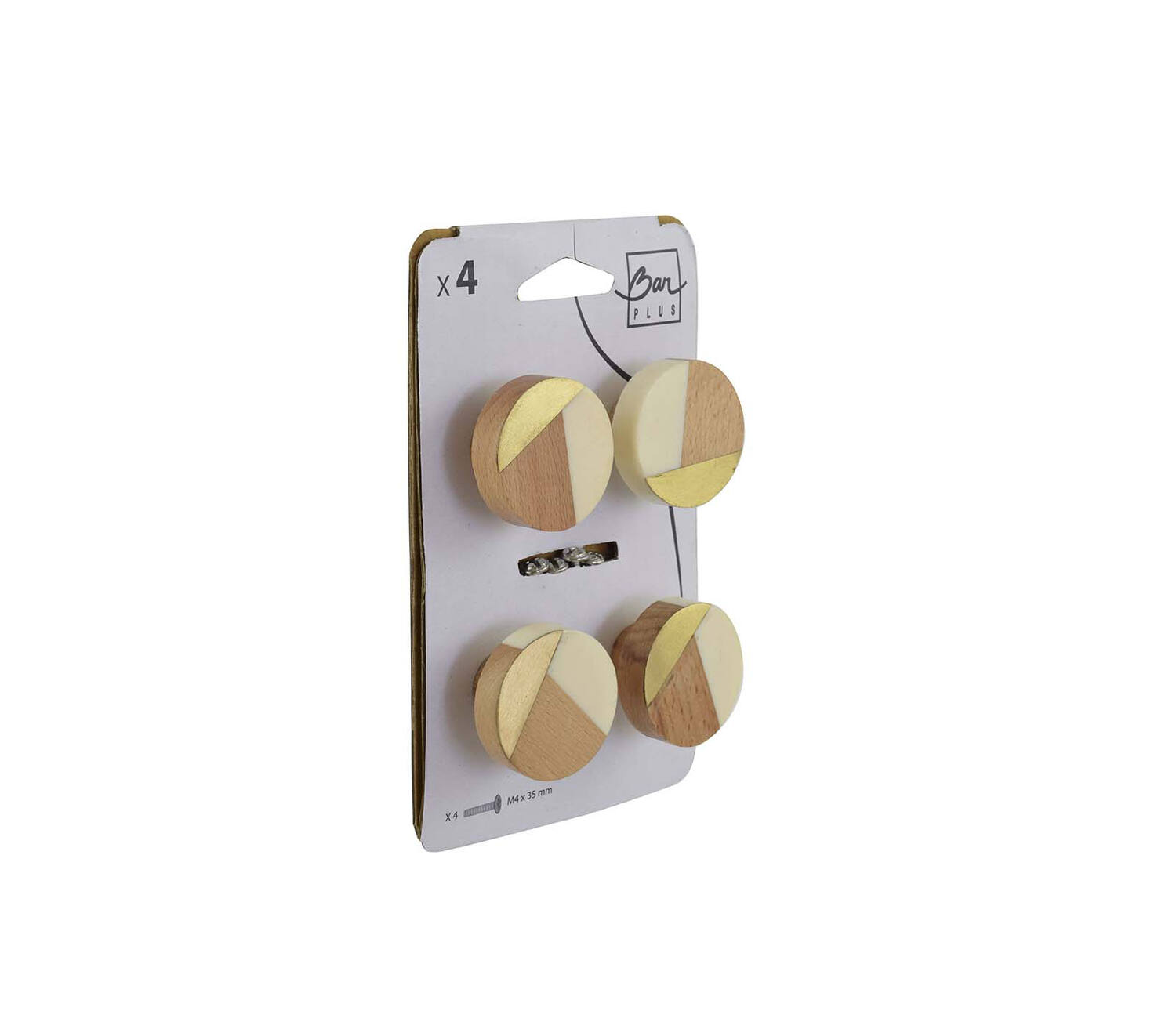 Set de 4 boutons de meuble rond blanc résine - BAR PLUS