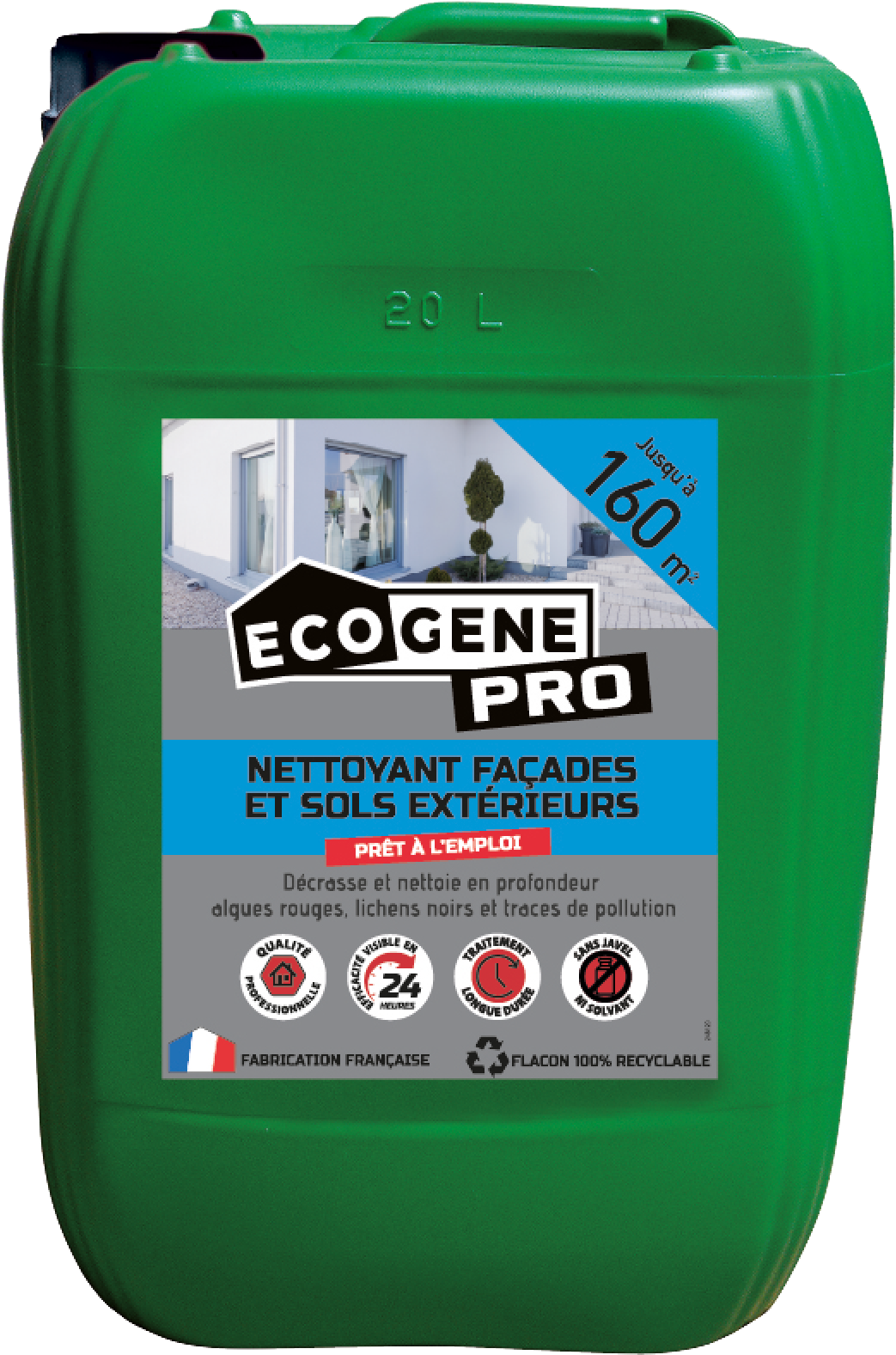 Nettoyant façades et sols extérieurs prêt à l'emploi 160m² 20L - ECOGENE PRO