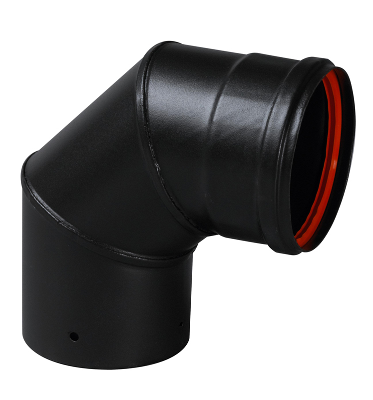 Coude émail 90° noir mat Ø80 + joint - TEN