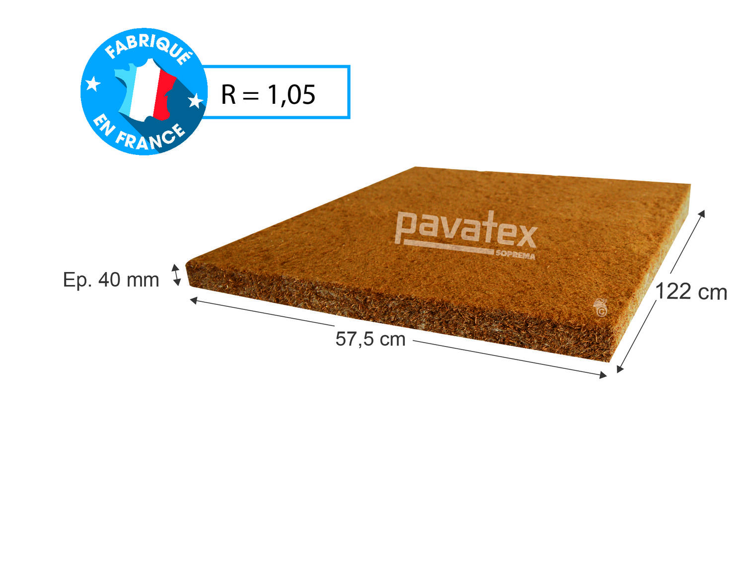 10 panneaux isolants fibre de bois Ep.4cm 1,22x0,57m R=1,05 - SOPREMA