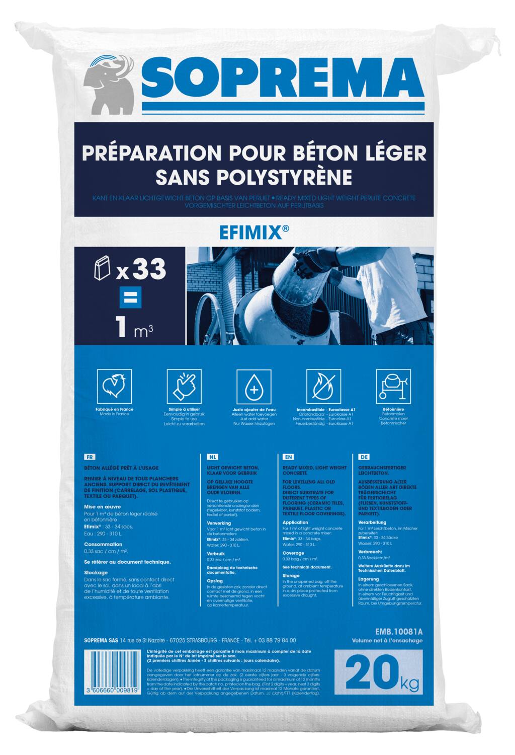 Béton léger EFIMIX® 20kg - SOPREMA