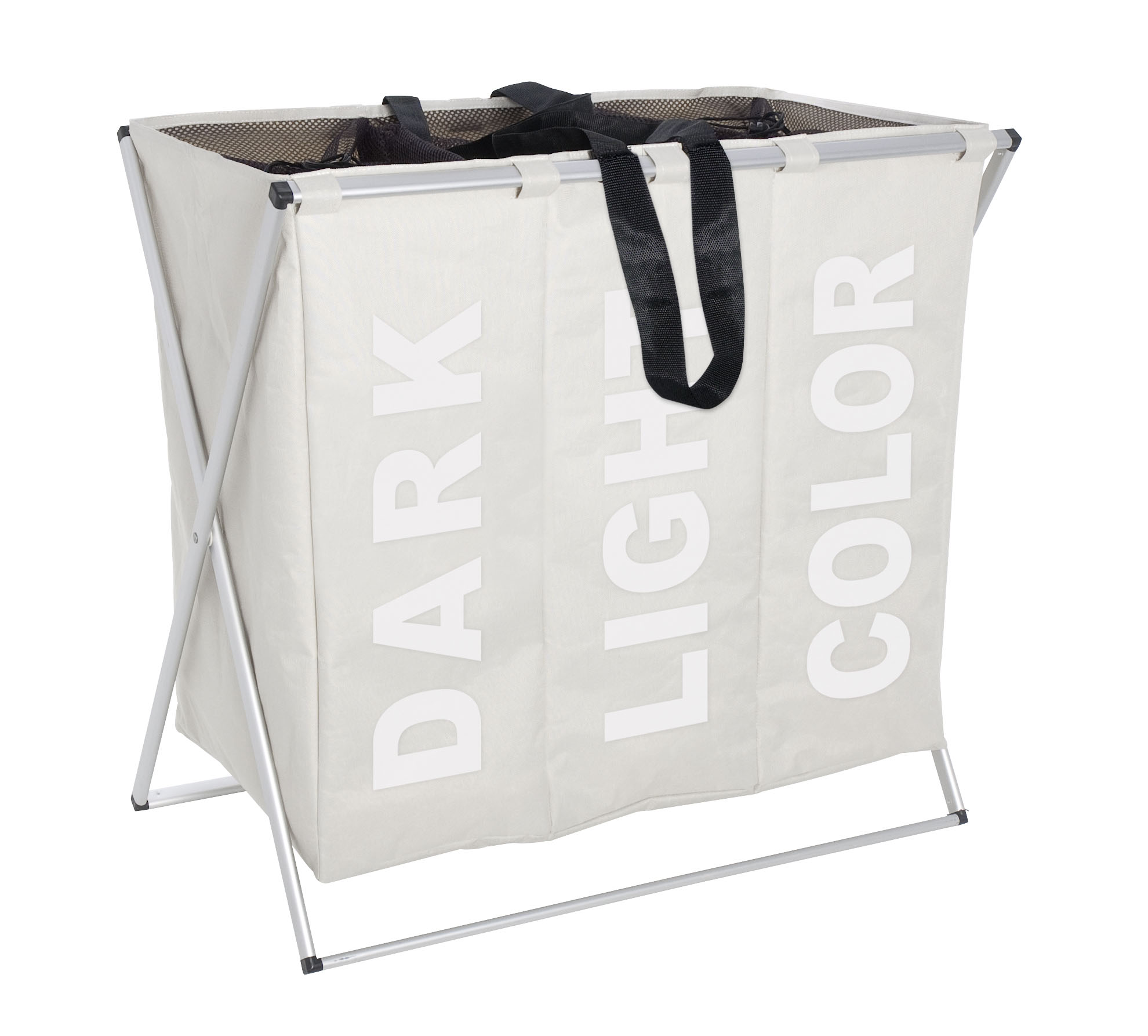 panier à linge trio beige polyester/alu. 130 l - WENKO