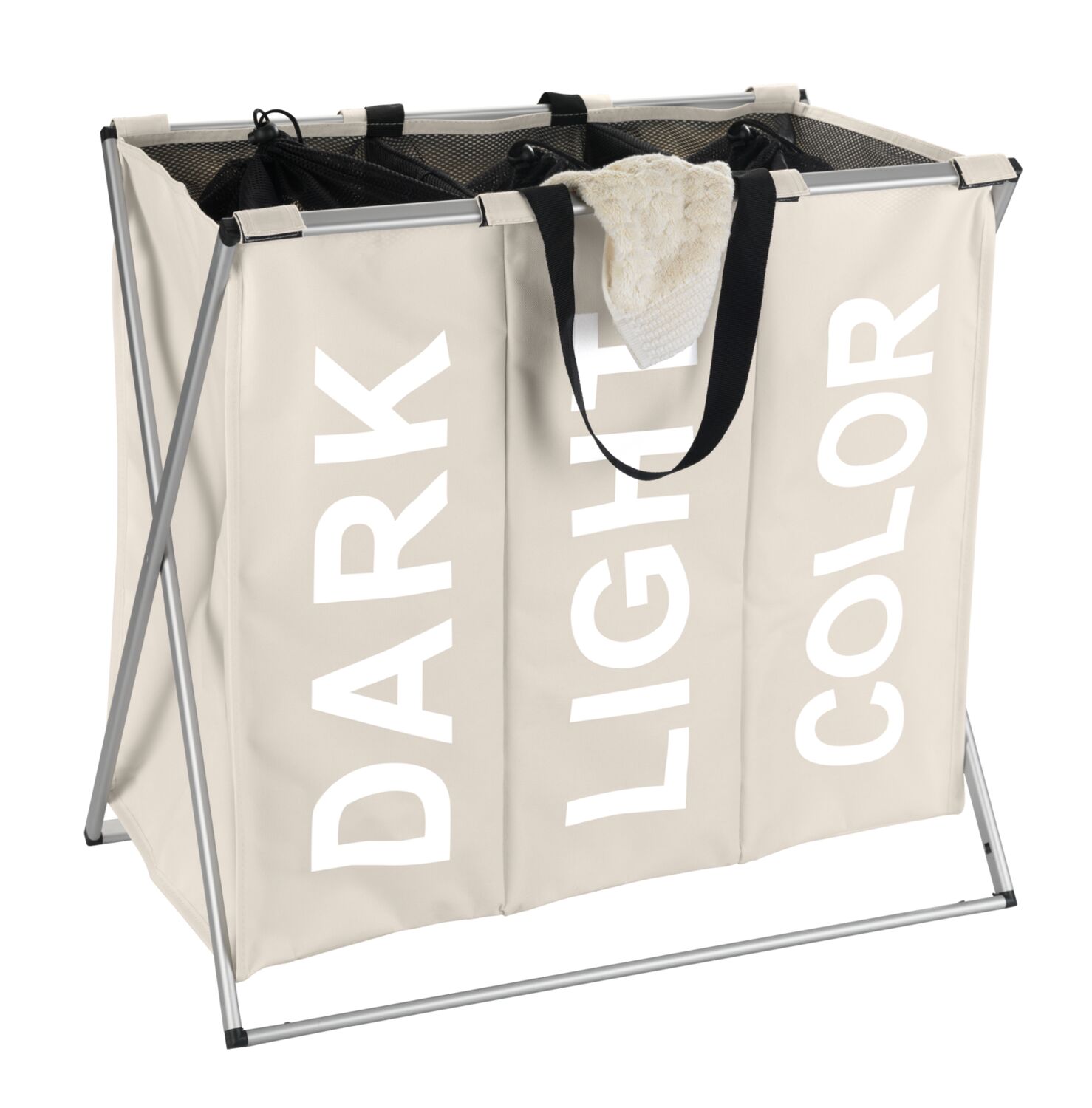 panier à linge trio beige polyester/alu. 130 l - WENKO