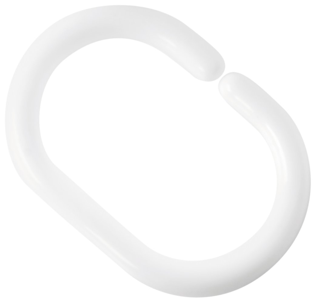 Anneaux de douche x12 clip blanc polypropylène
