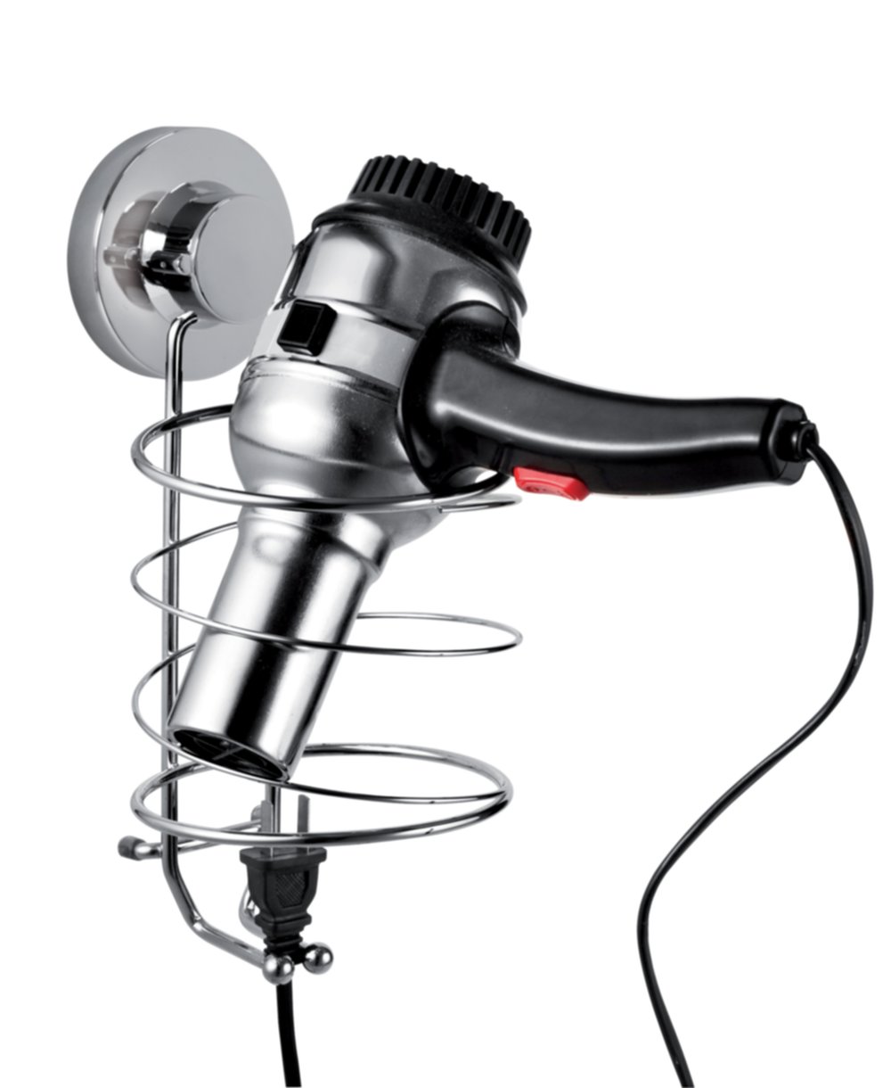 Porte séche cheveux fix chrome métal chrome / abs