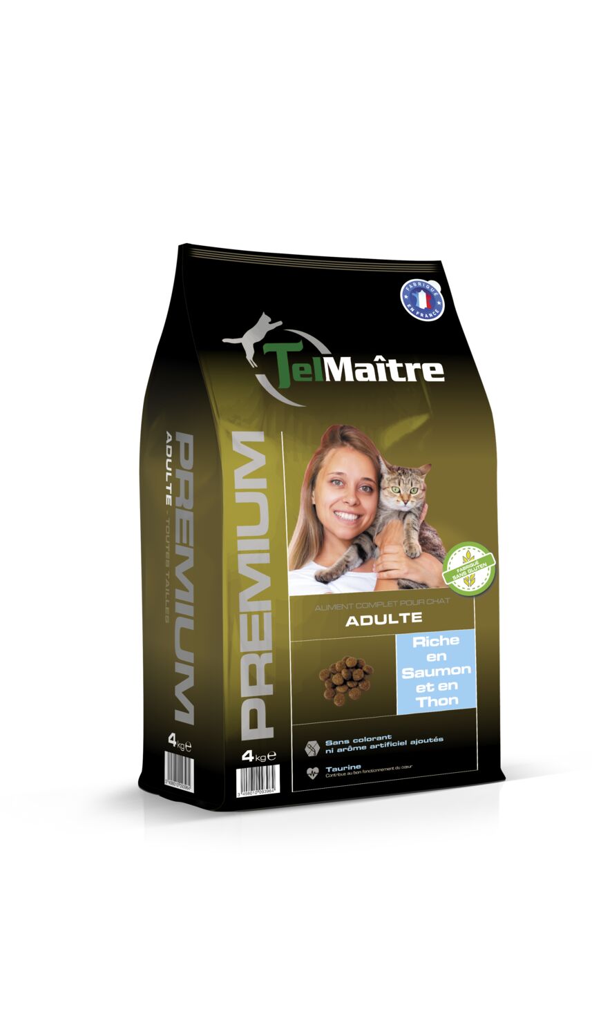 Croquettes chat premium adulte 4kg - TEL MAITRE