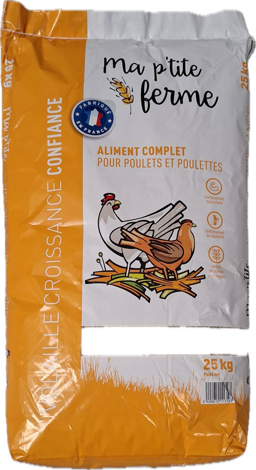 Aliment Complet Volaille Croissance Confiance 25kg Sans OGM - MA P'TITE FERME