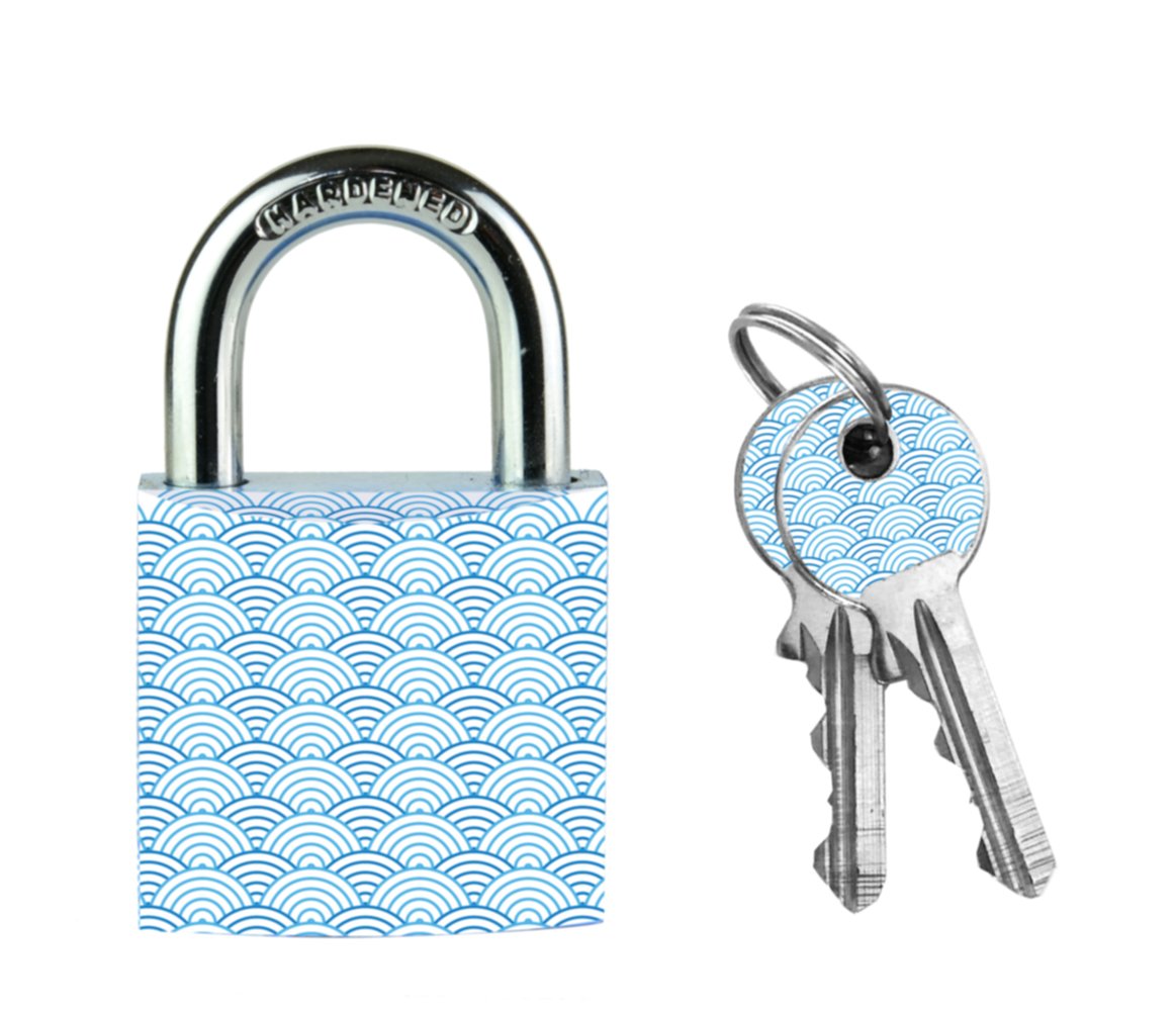 Cadenas 30mm anse acier à clé motif vagues