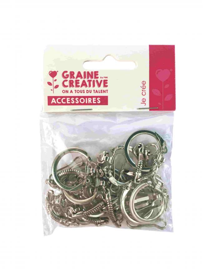 Lot De 10 Porte-clefs + Mousquetons - GRAINE CREATIVE