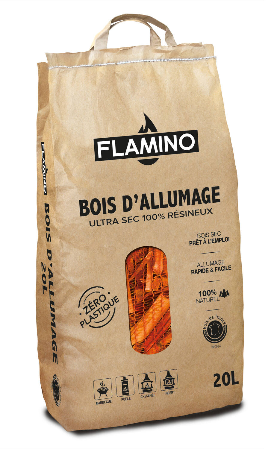 Petit Bois Allumage Feu en sac de 20L - FLAMINO