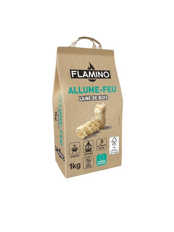 Allume-feu en laine de bois Sac de 1kg - FLAMINO