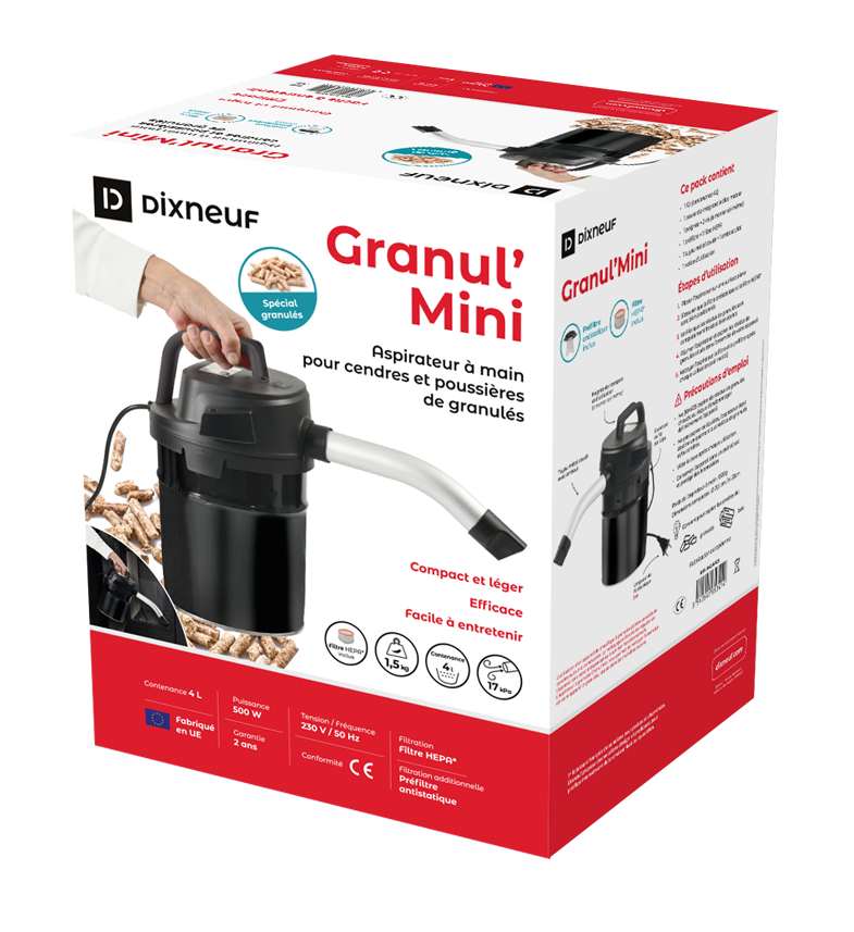 Aspirateur pour cendres & poussières granulés 4L 500W - DIXNEUF