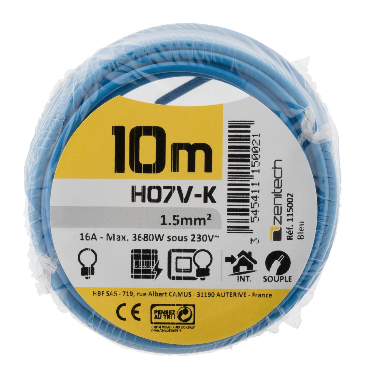 Cable ho7vk 1.5 rouge 10m - plasto - INOTECH