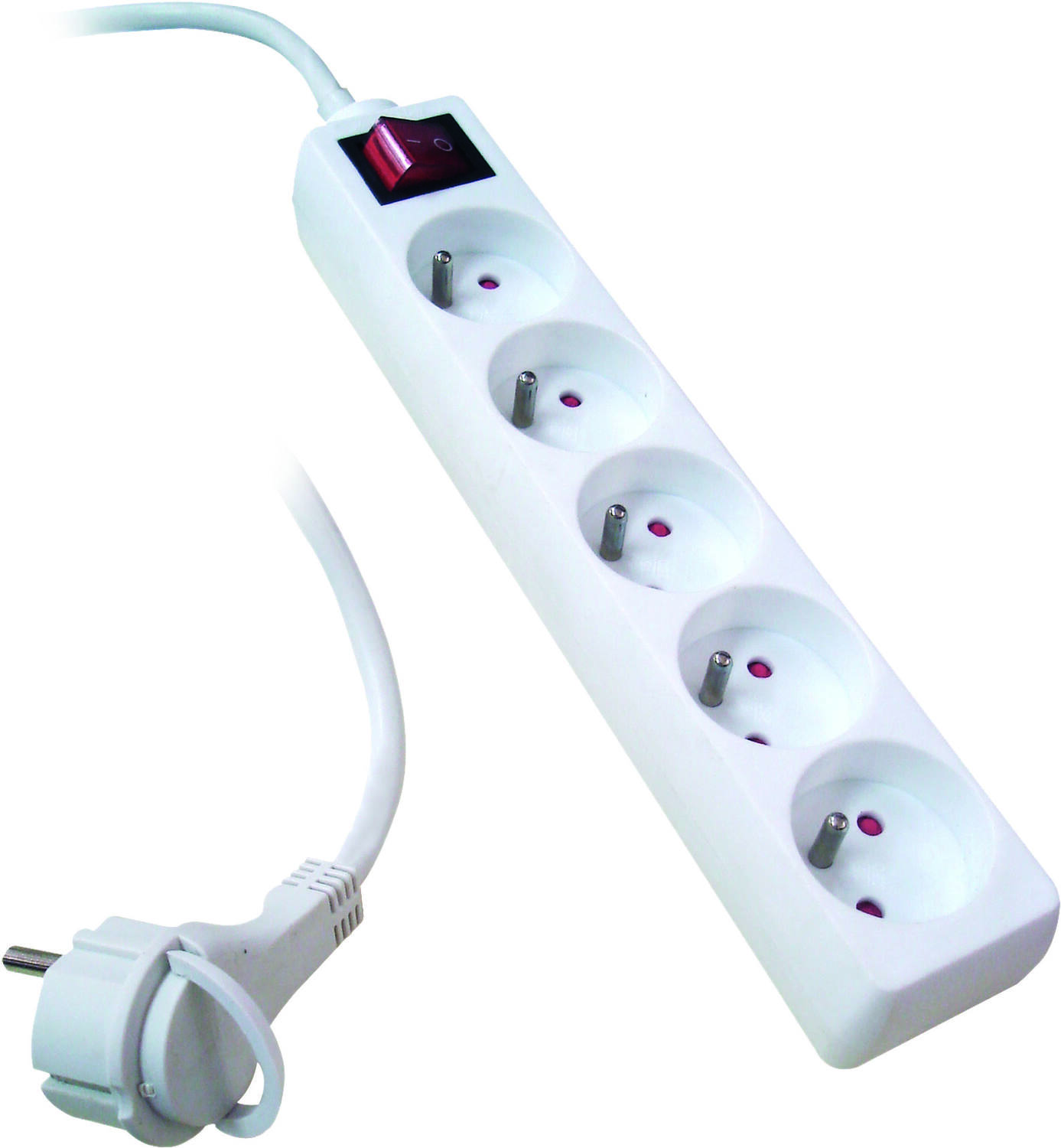 Bloc 5 prises + inter. + fiche extra plate blanc H05VV-f 3G1 mm² -  INOTECH