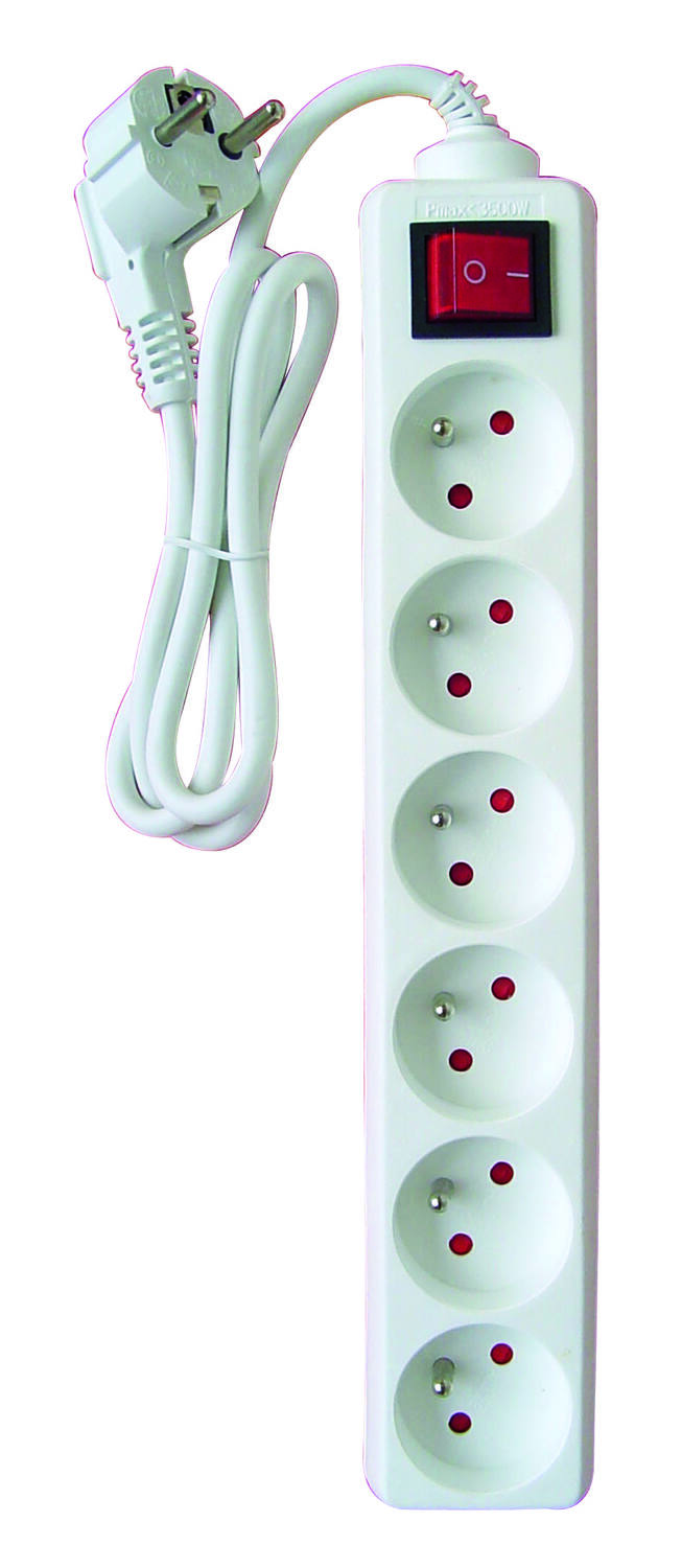 Bloc 6 prises 16A + inter. blanc  câble H05VV-f 3G1 mm²- INOTECH