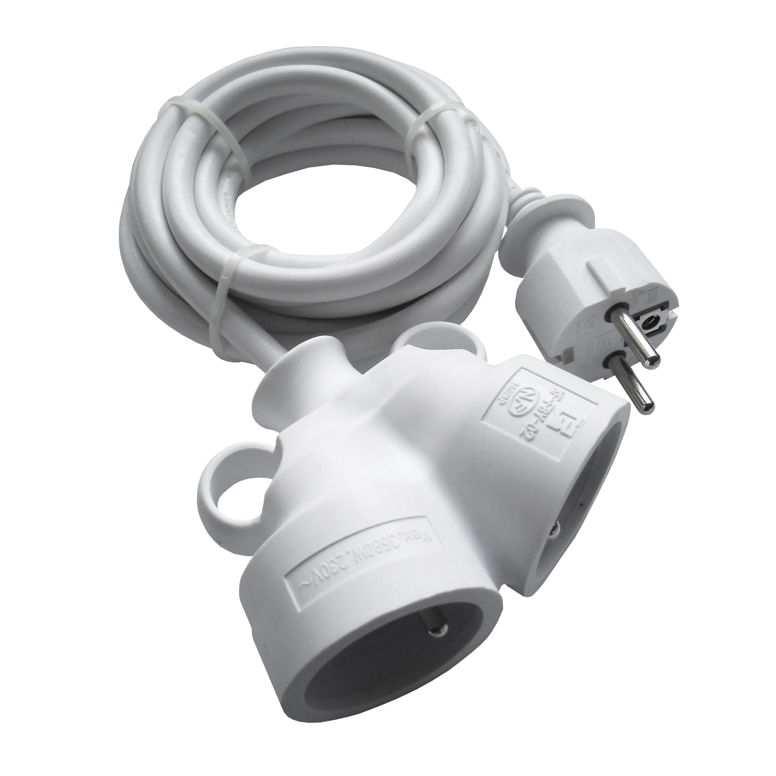 Prolongateur bi-tête HO5VV-F 3G1.5 mm² 3 m blanc - INOTECH