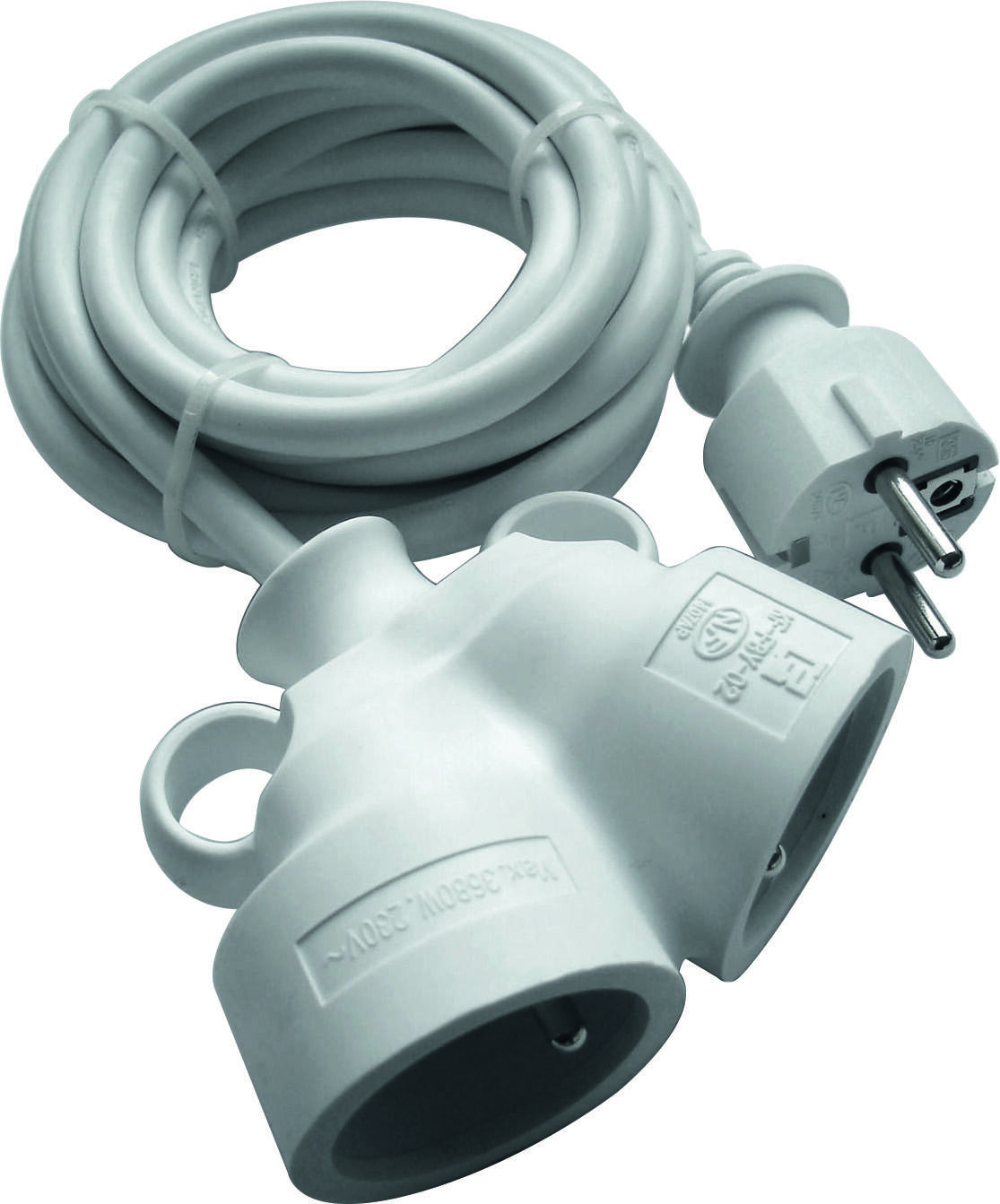 Prolongateur bi tête HO5VV-F 3G1.5 mm² blanc - INOTECH