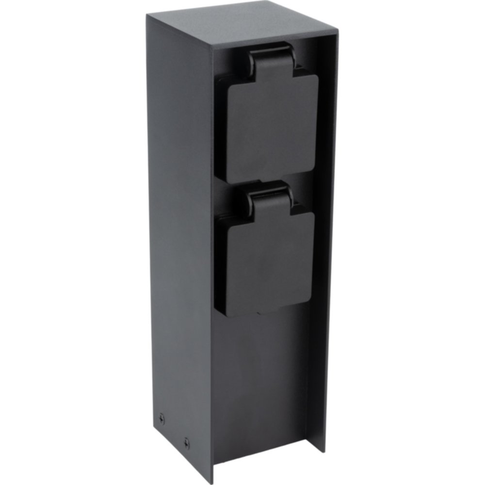 Borne de jardin à fixer 2x16A IP44 alu noir - ZENITECH