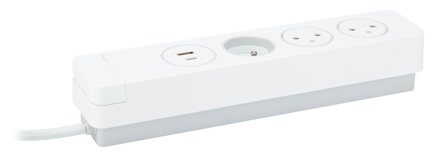 Multiprise Mantéa 3 prises Parafoudre + USB type A+C - OTIO