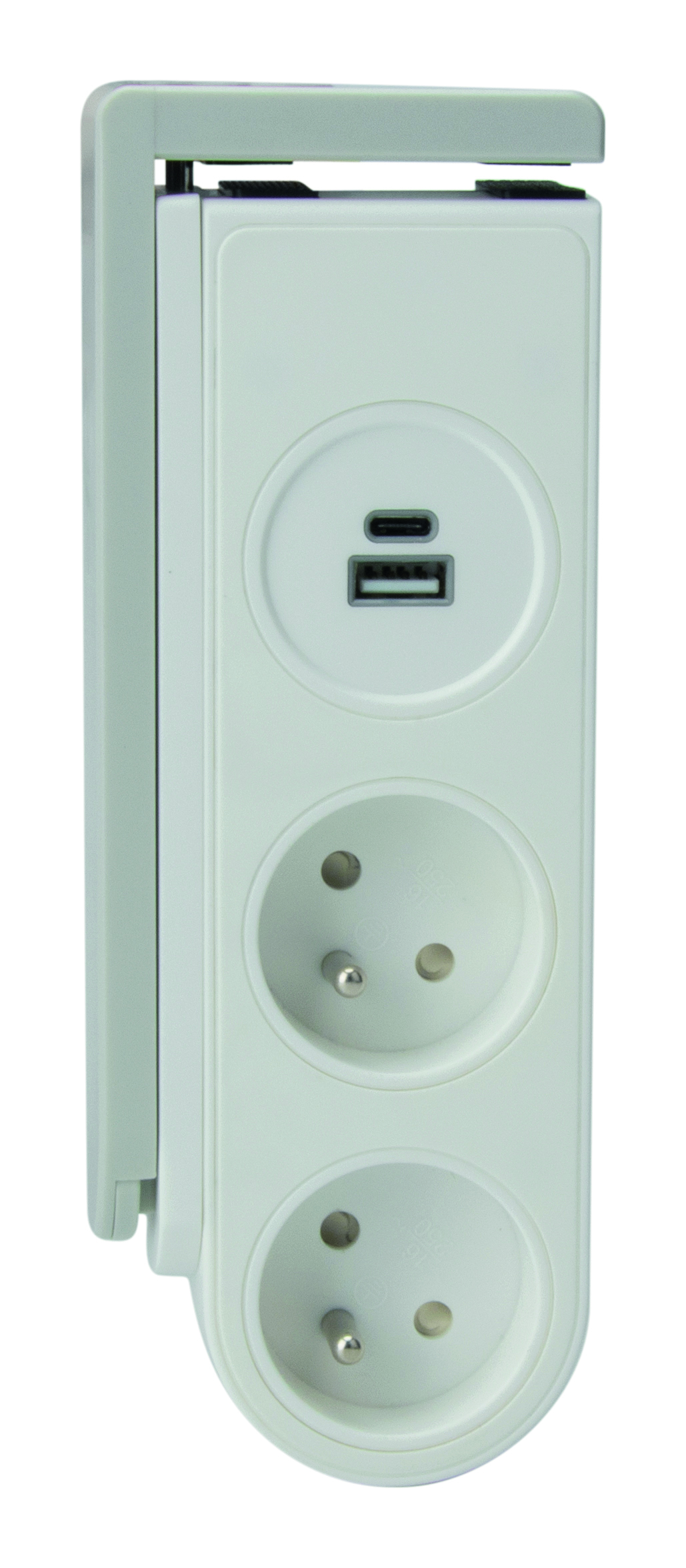 Bloc gekko clipsable 2 prises + 2 USB blanc